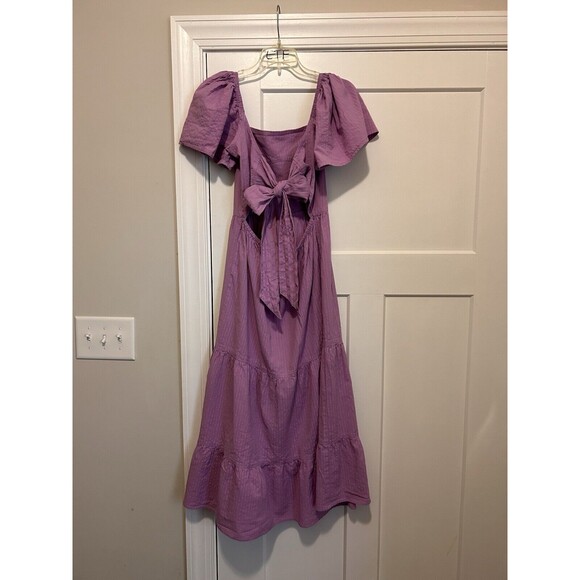 Miss Selfridge Lavender Purple Layered Ruffle Maxi Dress Size 4 Open Tie Back - Picture 6 of 6